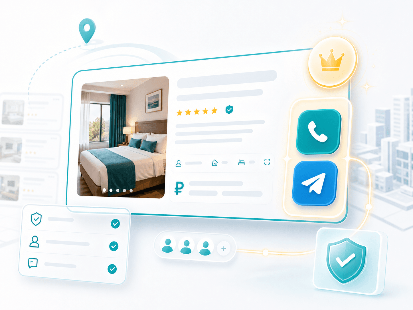 Карточка объекта с открытыми контактами Premium